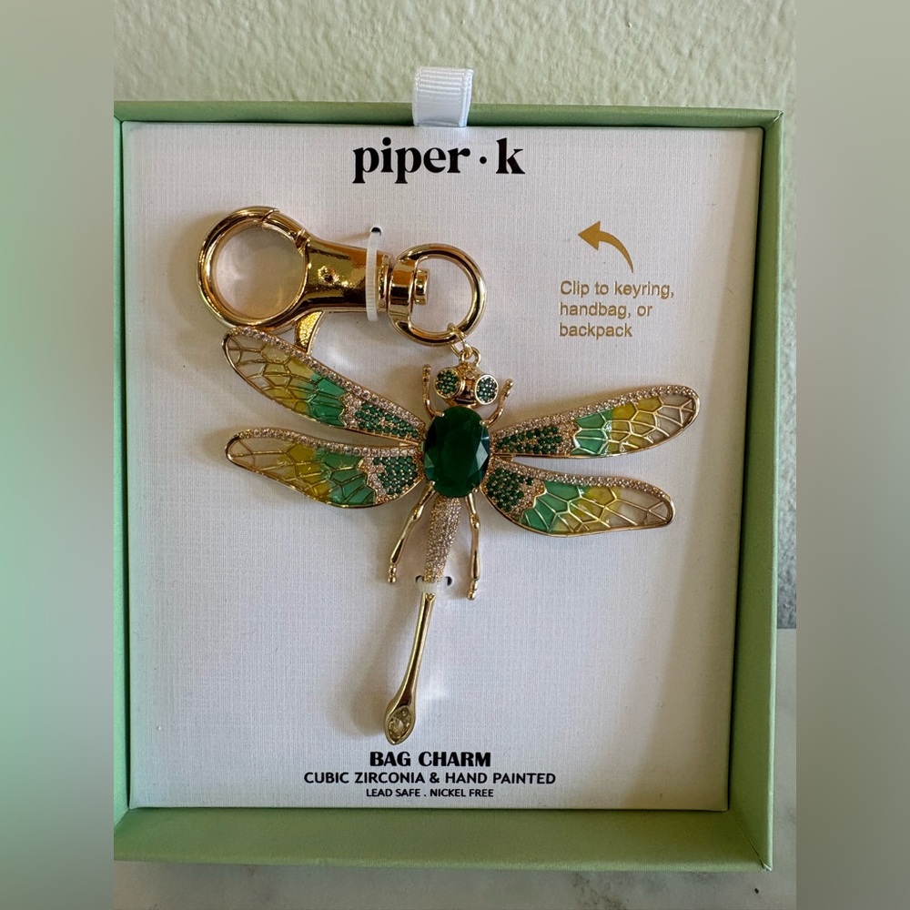 piper.k Green Dragonfly Bag Charm Key & Card Holder
